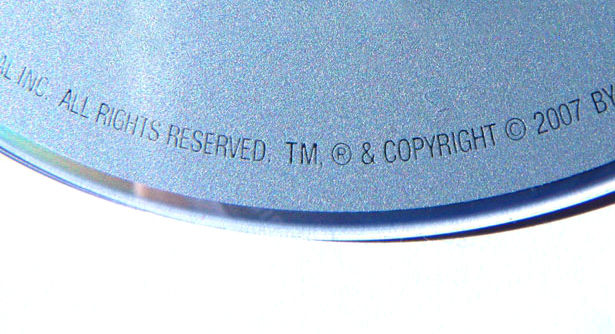 Image of DVD disc from Paramount Pictures. Reads: All rights reserved Copyright 2007
